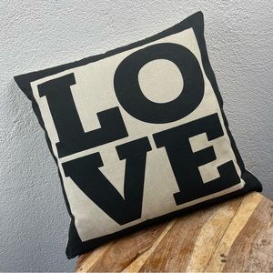 Vintage House l LOVE Retro Mod Graphic Letters Duck Feather Insert Accent Pillow
